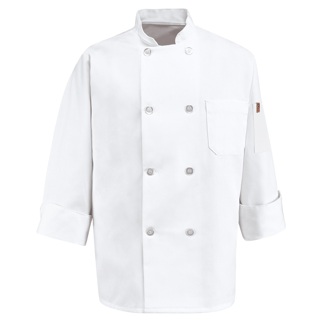 Eight Pearl Button Chef Coat with Thermometer Pocket