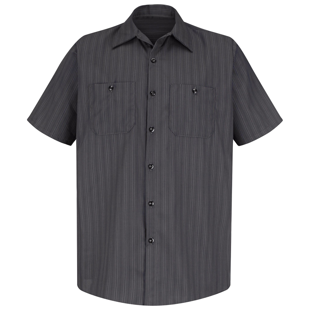 Men's Short Sleeve Striped Work Shirt