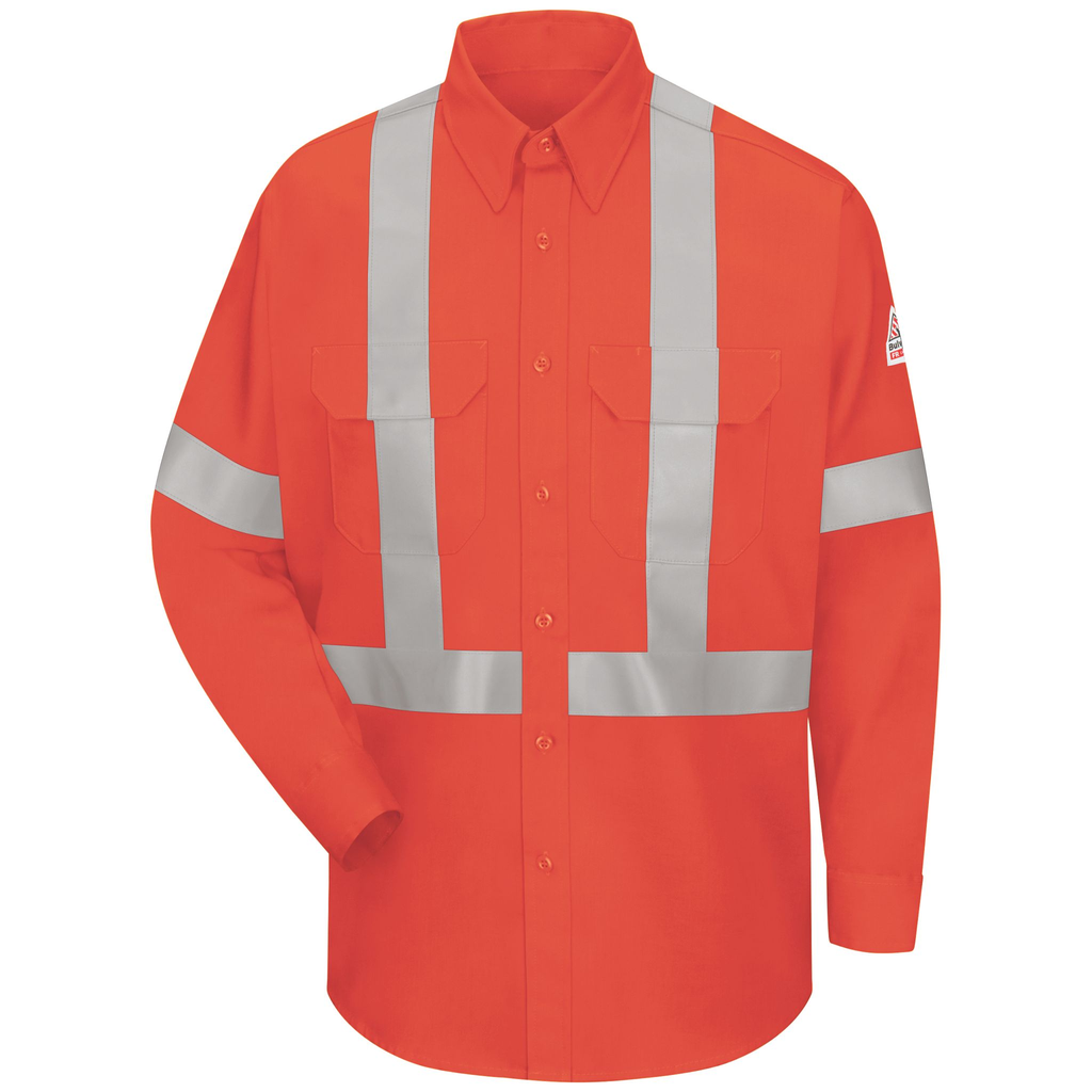 Men's Lightweight FR Enhanced Visibility Uniform Shirt with Reflective Trim