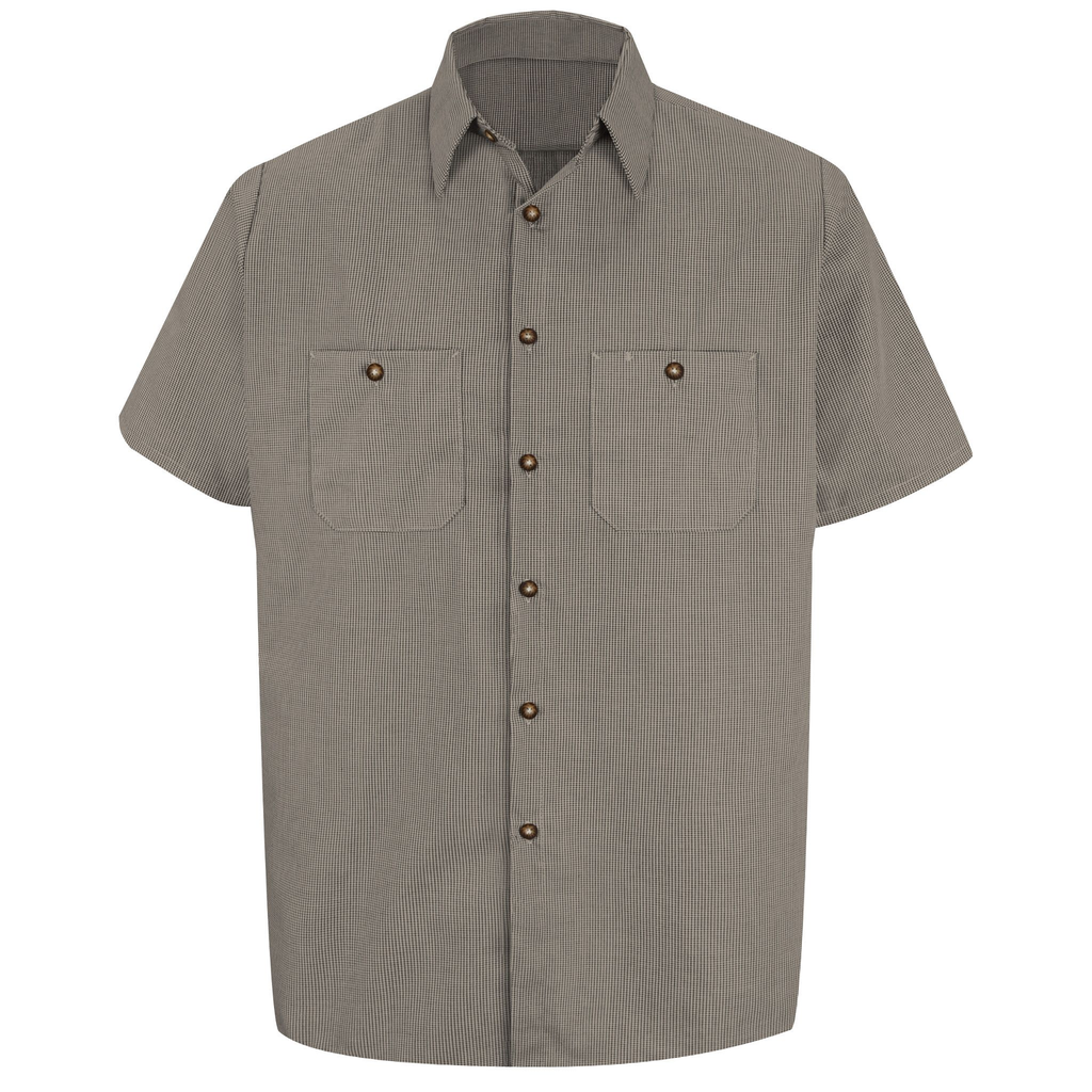 Men's Short Sleeve Microcheck Uniform Shirt