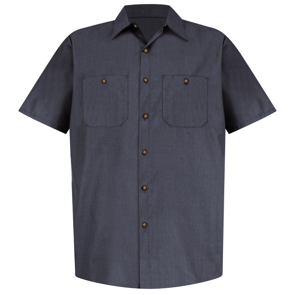 Men's Short Sleeve Geometric Microcheck Work Shirt