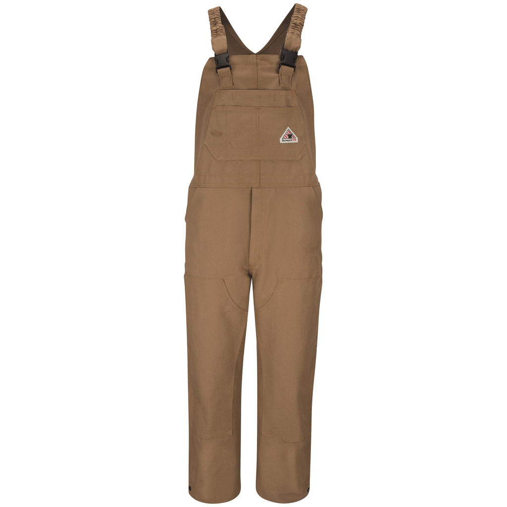 Men's Heavyweight FR Brown Duck Bib Overall with Knee Zip