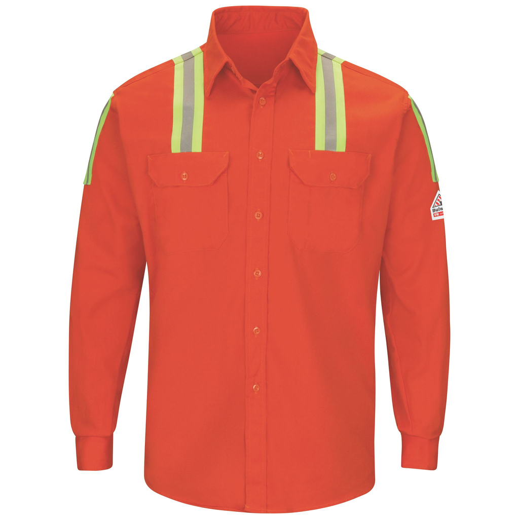 Men's Midweight FR Enhanced Visibility Uniform Shirt with Silver/Yellow Striping