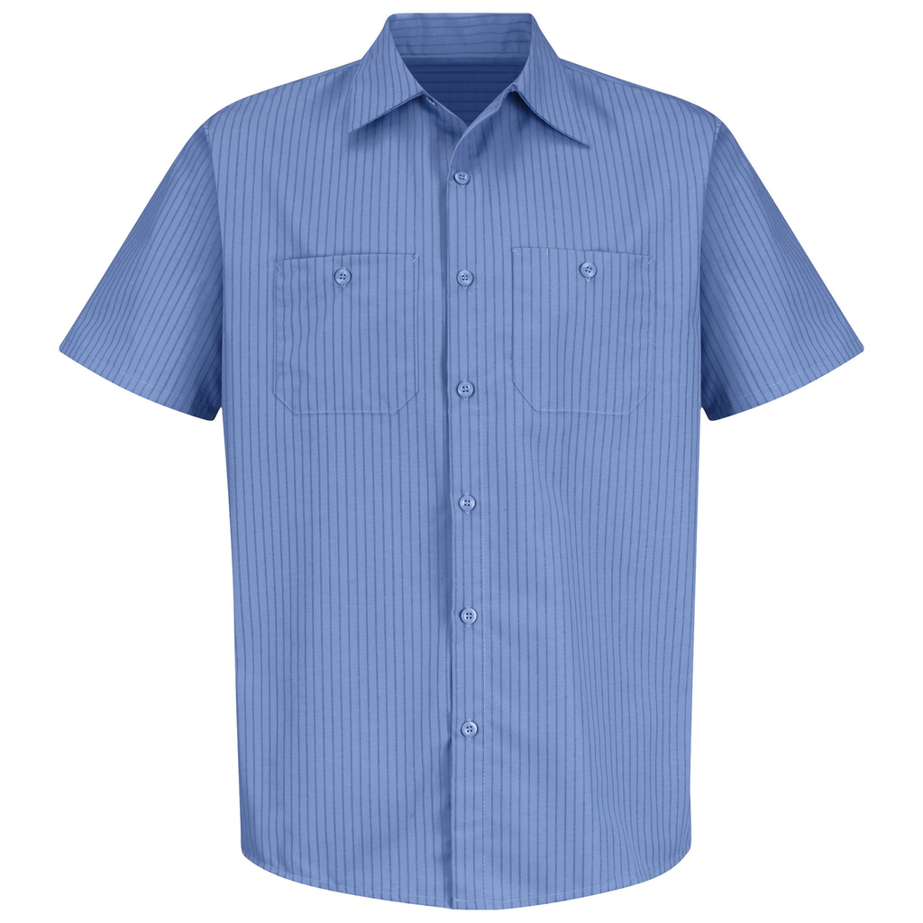 Men's Short Sleeve Industrial Stripe Work Shirt
