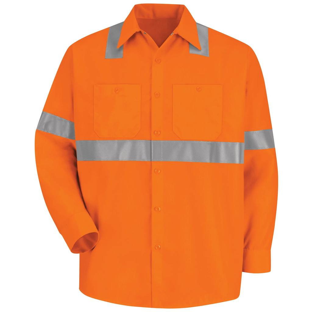 Men's Hi-Visibility Orange Long Sleeve Work Shirt - Type R, Class 2