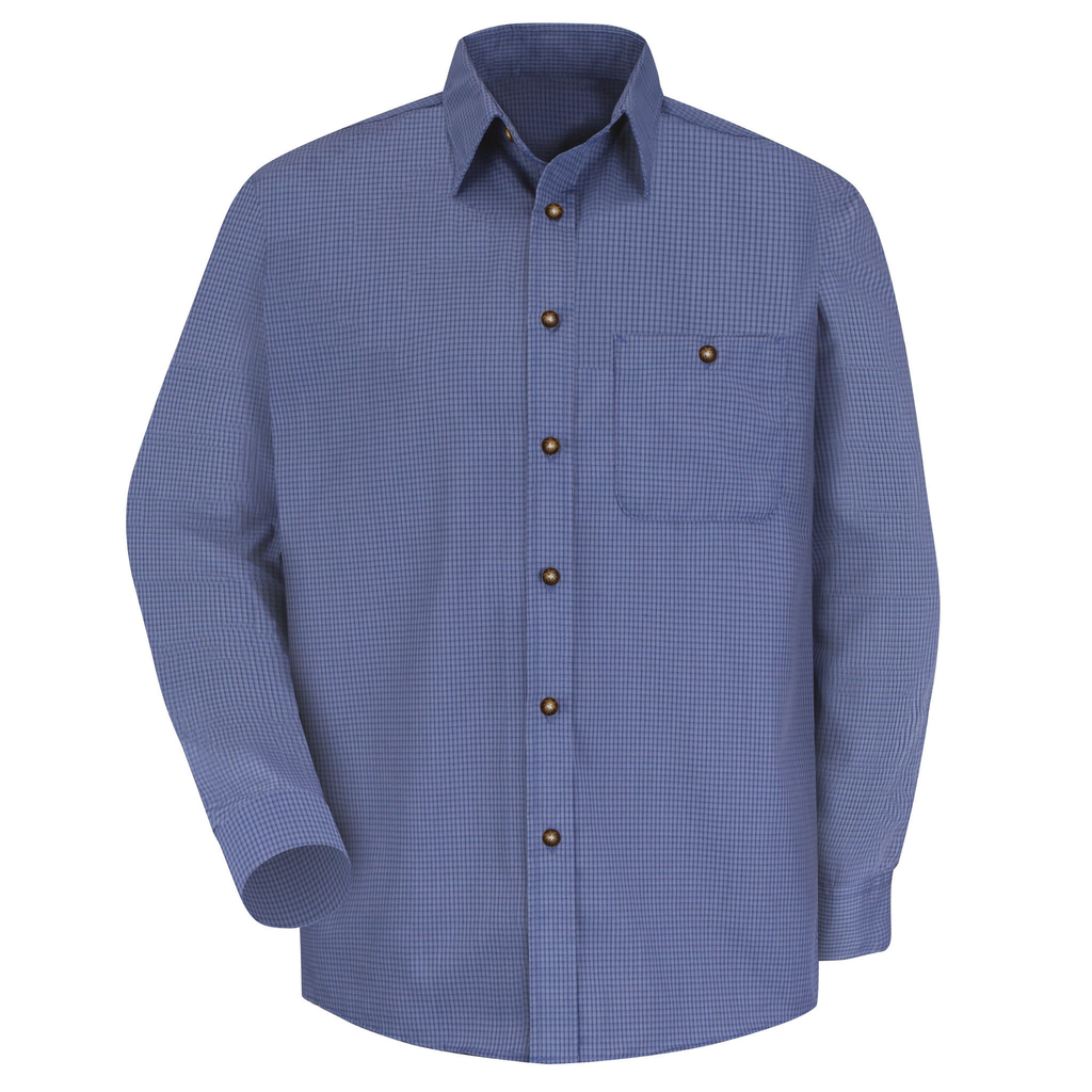 MNS LS BLUE/ MINI PLAID SHIRT