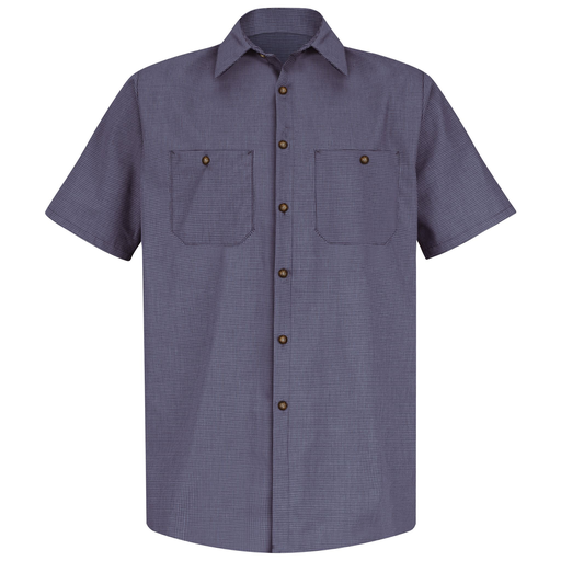 Men's Short Sleeve Microcheck Uniform Shirt