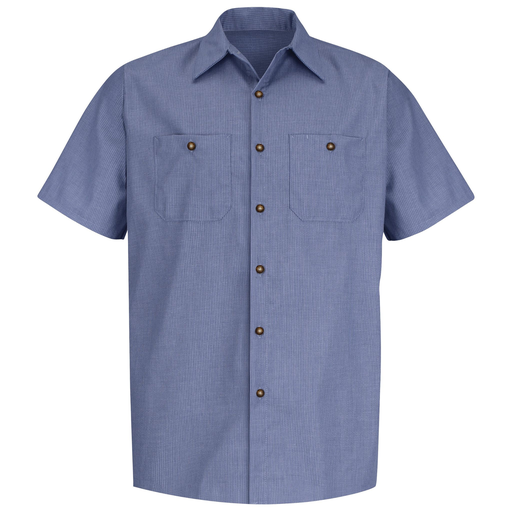 Men's Short Sleeve Geometric Microcheck Work Shirt
