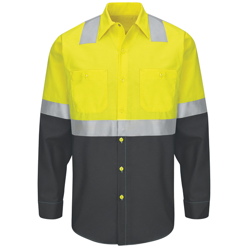 Hi-Visibility Long Sleeve Color Block Ripstop Work Shirt - Type R, Class 2