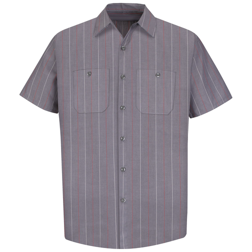 Men's Short Sleeve Industrial Stripe Work Shirt