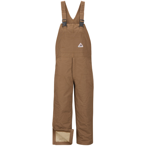 Men's Heavyweight FR Insulated Brown Duck Bib Overall with Knee Zip
