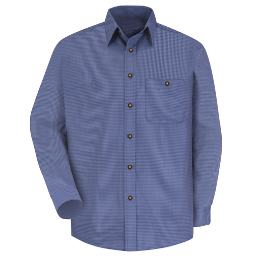 MNS LS BLUE/ MINI PLAID SHIRT